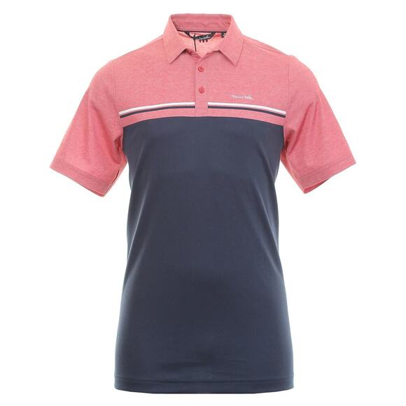 Travis Mathew Red & Blue Pima Cotton Stretch Golf Polo Shirt Size Small - Picture 1 of 6